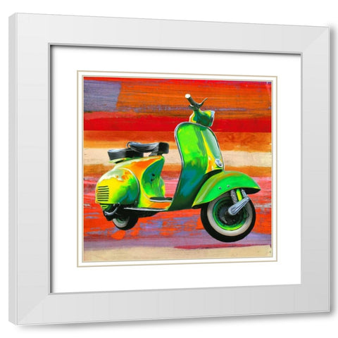 Pop Scooter I White Modern Wood Framed Art Print with Double Matting by Rizzardi, Teo