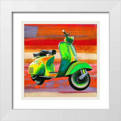Pop Scooter I White Modern Wood Framed Art Print with Double Matting by Rizzardi, Teo