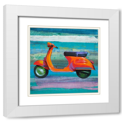Pop Scooter II White Modern Wood Framed Art Print with Double Matting by Rizzardi, Teo