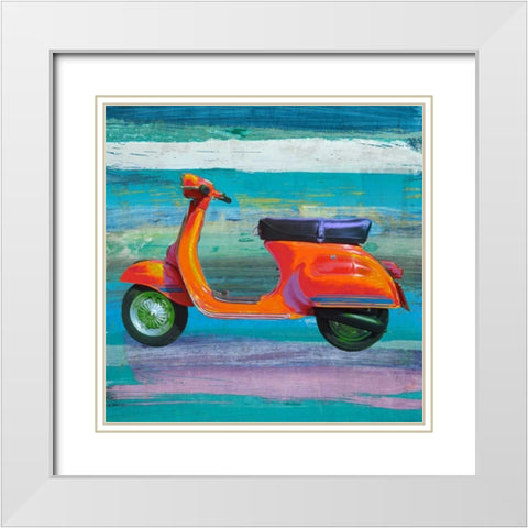 Pop Scooter II White Modern Wood Framed Art Print with Double Matting by Rizzardi, Teo