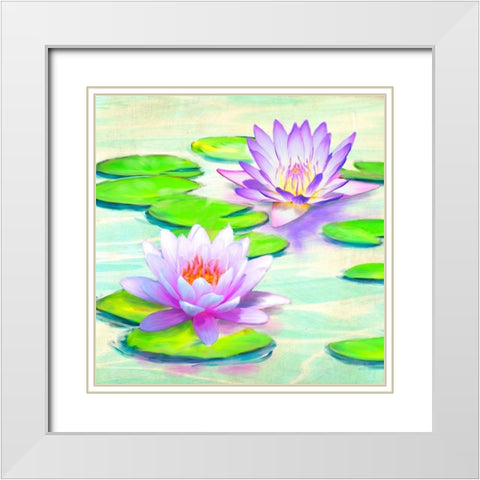 Nympheas I White Modern Wood Framed Art Print with Double Matting by Rizzardi, Teo