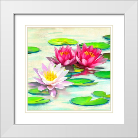 Nympheas II White Modern Wood Framed Art Print with Double Matting by Rizzardi, Teo