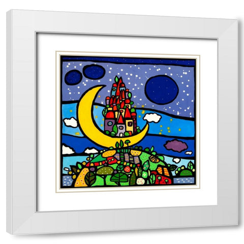 Sogno lunare White Modern Wood Framed Art Print with Double Matting by Wallas