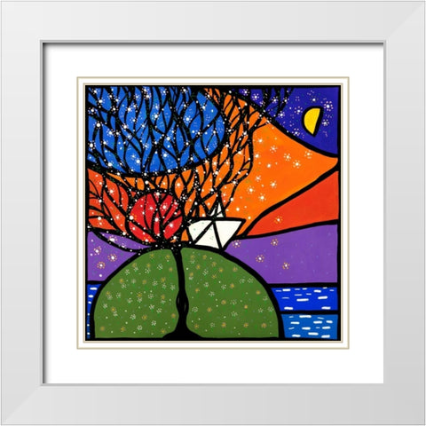 La piccola barca sulla collina White Modern Wood Framed Art Print with Double Matting by Wallas