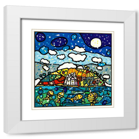 Isola dei sogni White Modern Wood Framed Art Print with Double Matting by Wallas
