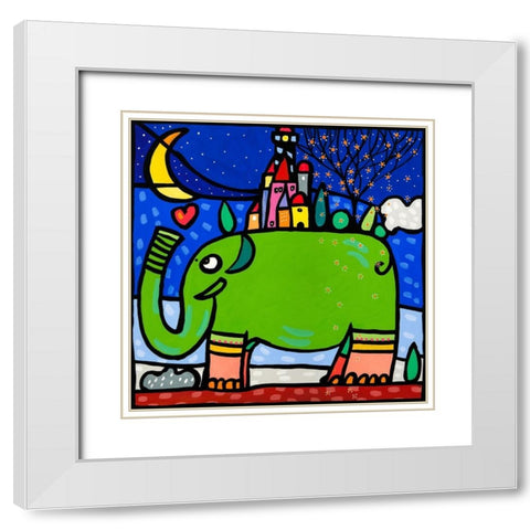 Ele White Modern Wood Framed Art Print with Double Matting by Wallas