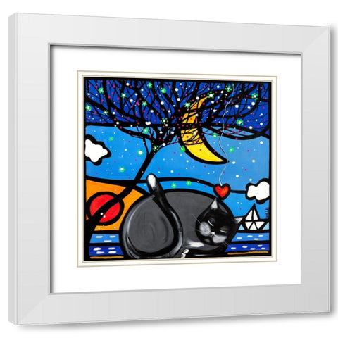 Il dolce sogno di Romeo White Modern Wood Framed Art Print with Double Matting by Wallas