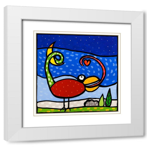 Kama-Leo White Modern Wood Framed Art Print with Double Matting by Wallas