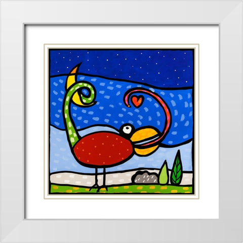 Kama-Leo White Modern Wood Framed Art Print with Double Matting by Wallas