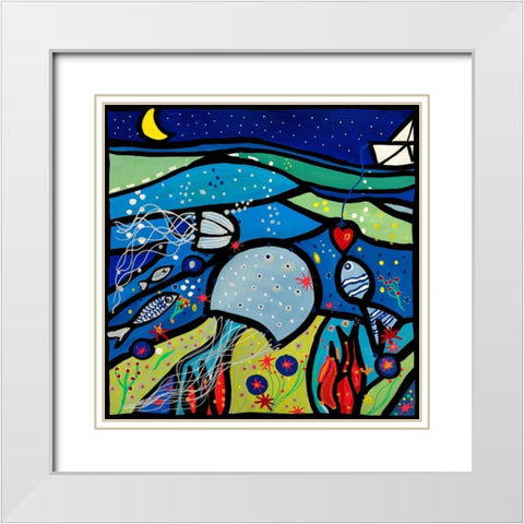 La medusa innamorata White Modern Wood Framed Art Print with Double Matting by Wallas