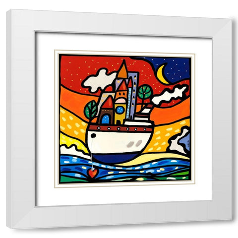 Navigare con amore White Modern Wood Framed Art Print with Double Matting by Wallas