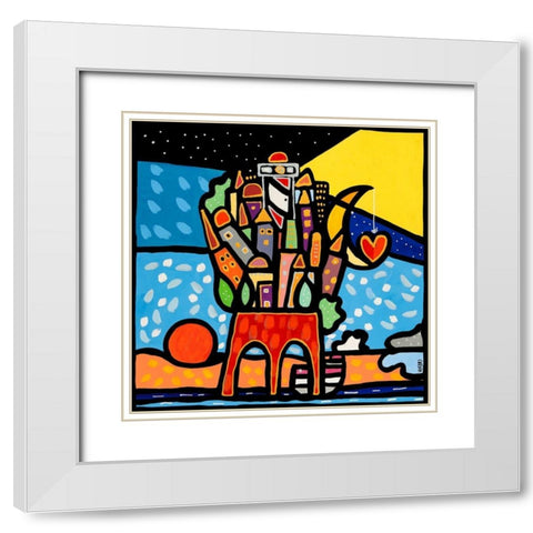 Sostenere la vita White Modern Wood Framed Art Print with Double Matting by Wallas