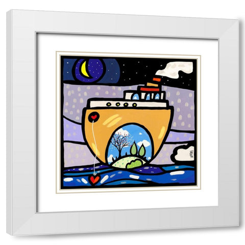 New Ark White Modern Wood Framed Art Print with Double Matting by Wallas