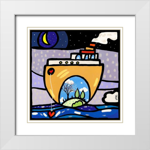 New Ark White Modern Wood Framed Art Print with Double Matting by Wallas