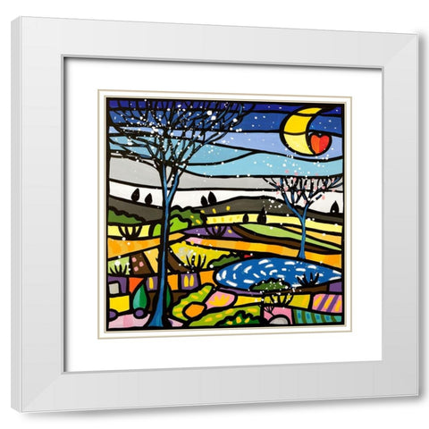 Notte serena White Modern Wood Framed Art Print with Double Matting by Wallas