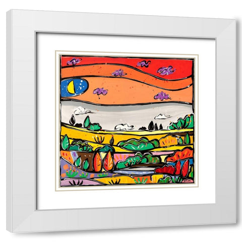 Parata di colori White Modern Wood Framed Art Print with Double Matting by Wallas