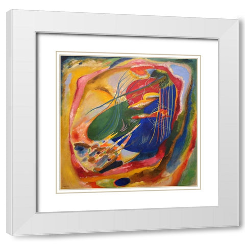 Picture with Three Spot White Modern Wood Framed Art Print with Double Matting by Wassily, Kandinsky