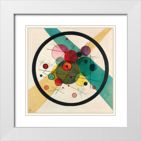 Circles in a circle White Modern Wood Framed Art Print with Double Matting by Wassily, Kandinsky