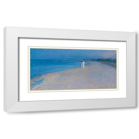 Summer evening at the South Beach, Skagen White Modern Wood Framed Art Print with Double Matting by KrÃ¸yer, Peder Severin