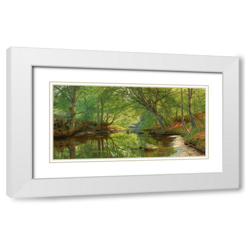 A stream through the woods White Modern Wood Framed Art Print with Double Matting by MÃ¸nsted, Peder MÃ¸rk