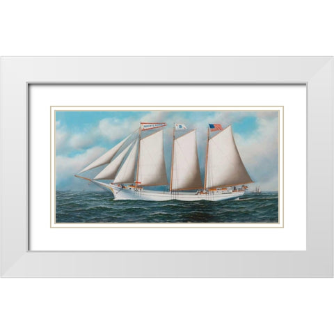 Three Masted Schooner Andrew C. Pierce White Modern Wood Framed Art Print with Double Matting by Jacobsen, Antonio Nicolo Gasparo