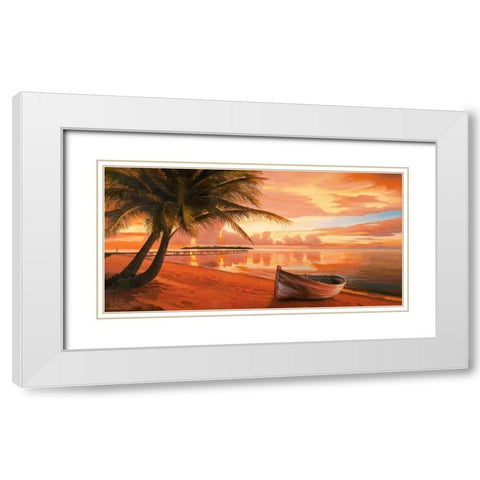 Tramonto ai tropici White Modern Wood Framed Art Print with Double Matting by Galasso, Adriano