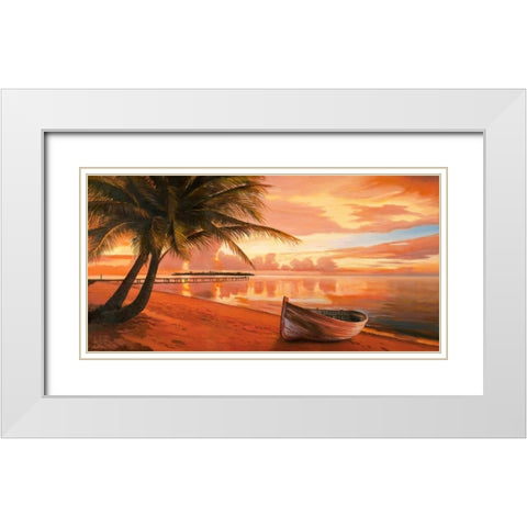 Tramonto ai tropici White Modern Wood Framed Art Print with Double Matting by Galasso, Adriano
