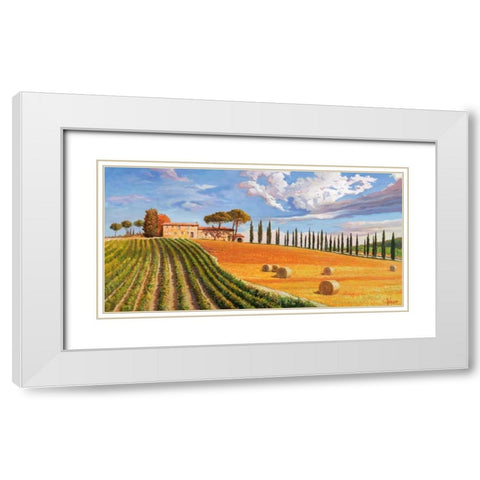 Colline toscane White Modern Wood Framed Art Print with Double Matting by Galasso, Adriano