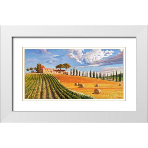 Colline toscane White Modern Wood Framed Art Print with Double Matting by Galasso, Adriano