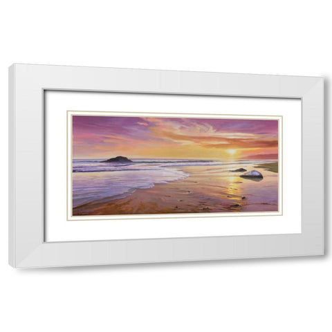 Tramonto sul mare White Modern Wood Framed Art Print with Double Matting by Galasso, Adriano