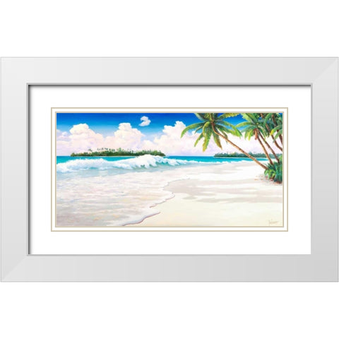 Onda tropicale White Modern Wood Framed Art Print with Double Matting by Galasso, Adriano