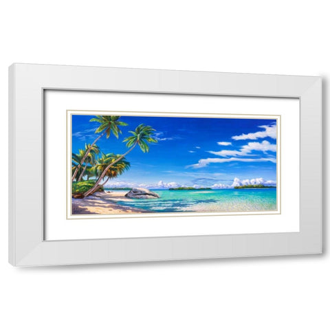 Spiaggia tropicale White Modern Wood Framed Art Print with Double Matting by Galasso, Adriano