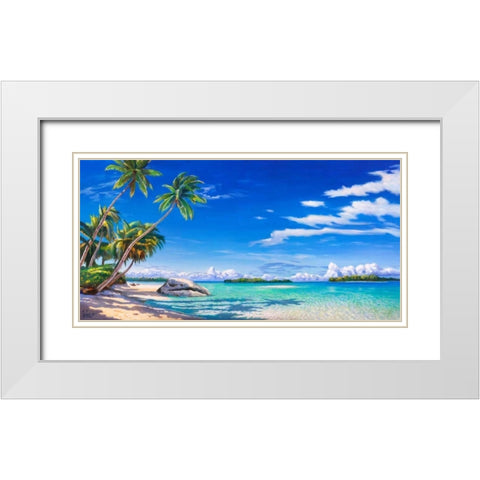 Spiaggia tropicale White Modern Wood Framed Art Print with Double Matting by Galasso, Adriano