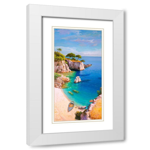 Caletta nel sole White Modern Wood Framed Art Print with Double Matting by Galasso, Adriano