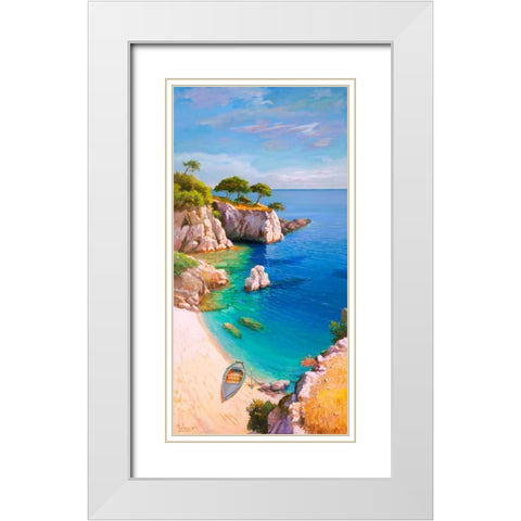 Caletta nel sole White Modern Wood Framed Art Print with Double Matting by Galasso, Adriano