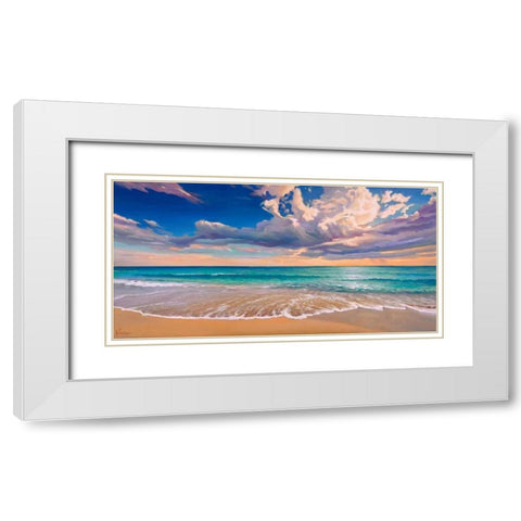 Onda d Oceano White Modern Wood Framed Art Print with Double Matting by Galasso, Adriano