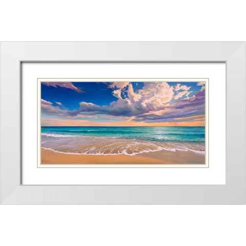 Onda d Oceano White Modern Wood Framed Art Print with Double Matting by Galasso, Adriano