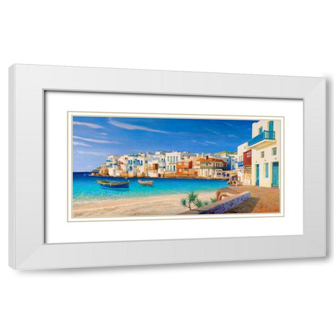 Mykonos White Modern Wood Framed Art Print with Double Matting by Galasso, Adriano