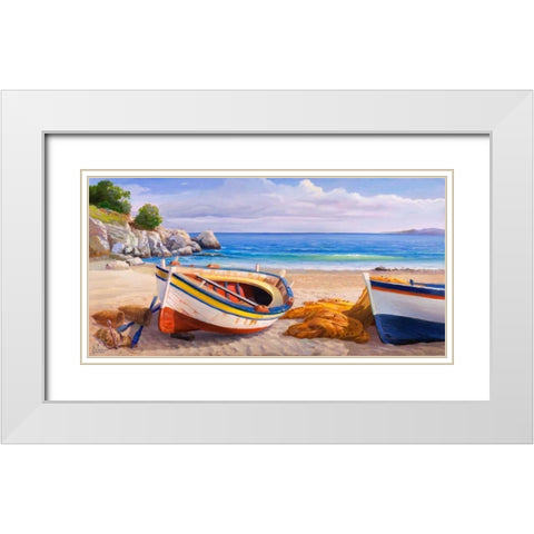 Pomeriggio mediterraneo White Modern Wood Framed Art Print with Double Matting by Galasso, Adriano