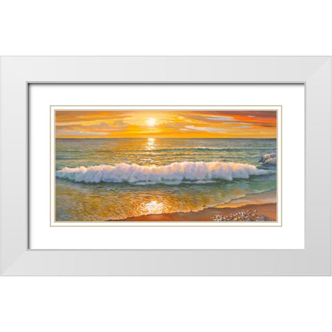 Onda della sera White Modern Wood Framed Art Print with Double Matting by Galasso, Adriano