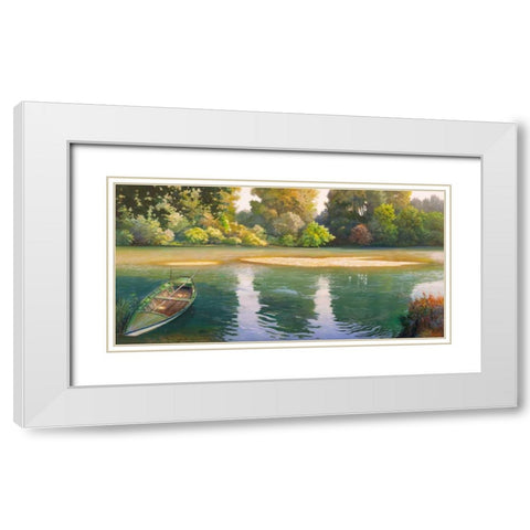 Ansa sul fiume White Modern Wood Framed Art Print with Double Matting by Galasso, Adriano