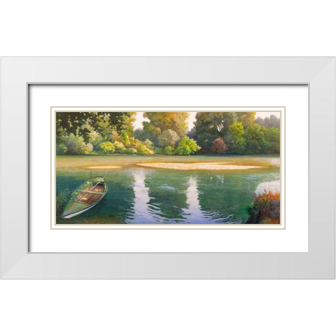 Ansa sul fiume White Modern Wood Framed Art Print with Double Matting by Galasso, Adriano