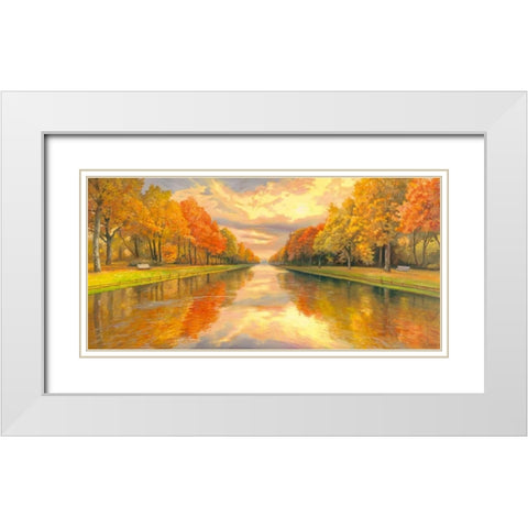 Boulevard sull acqua White Modern Wood Framed Art Print with Double Matting by Galasso, Adriano