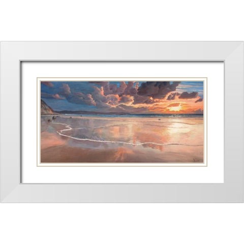 Alba sul mare White Modern Wood Framed Art Print with Double Matting by Galasso, Adriano