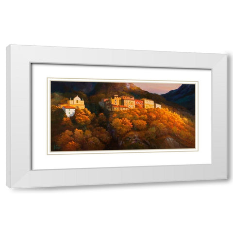 Paese sul monte White Modern Wood Framed Art Print with Double Matting by Galasso, Adriano