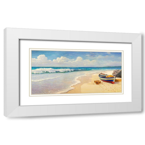 Onde sulla spiaggia White Modern Wood Framed Art Print with Double Matting by Galasso, Adriano