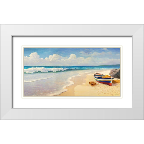 Onde sulla spiaggia White Modern Wood Framed Art Print with Double Matting by Galasso, Adriano