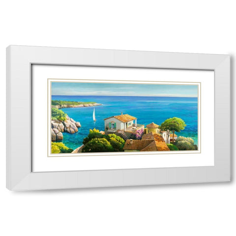 Villa sul Mediterraneo White Modern Wood Framed Art Print with Double Matting by Galasso, Adriano