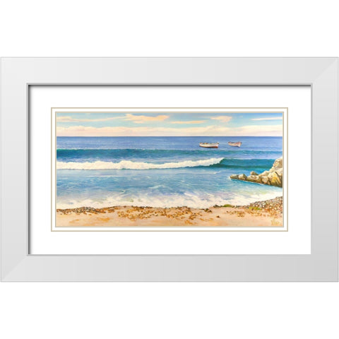 Sul mare White Modern Wood Framed Art Print with Double Matting by Galasso, Adriano