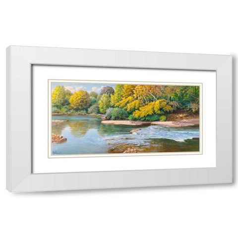 Torrente nei boschi White Modern Wood Framed Art Print with Double Matting by Galasso, Adriano